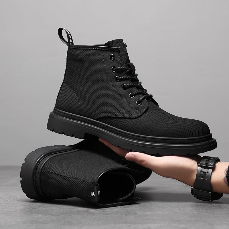 Men's Breathable Canvas Martin Boots Casual Lace-Up Boots teemdrop