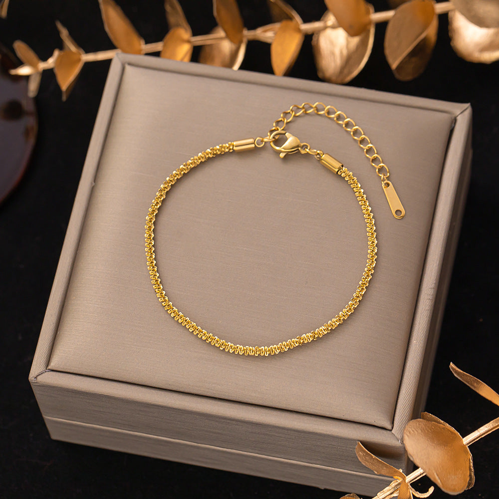 Women's Titanium Steel Inlaid Charm Bracelet Versatile Fashion Jewelry teemdrop