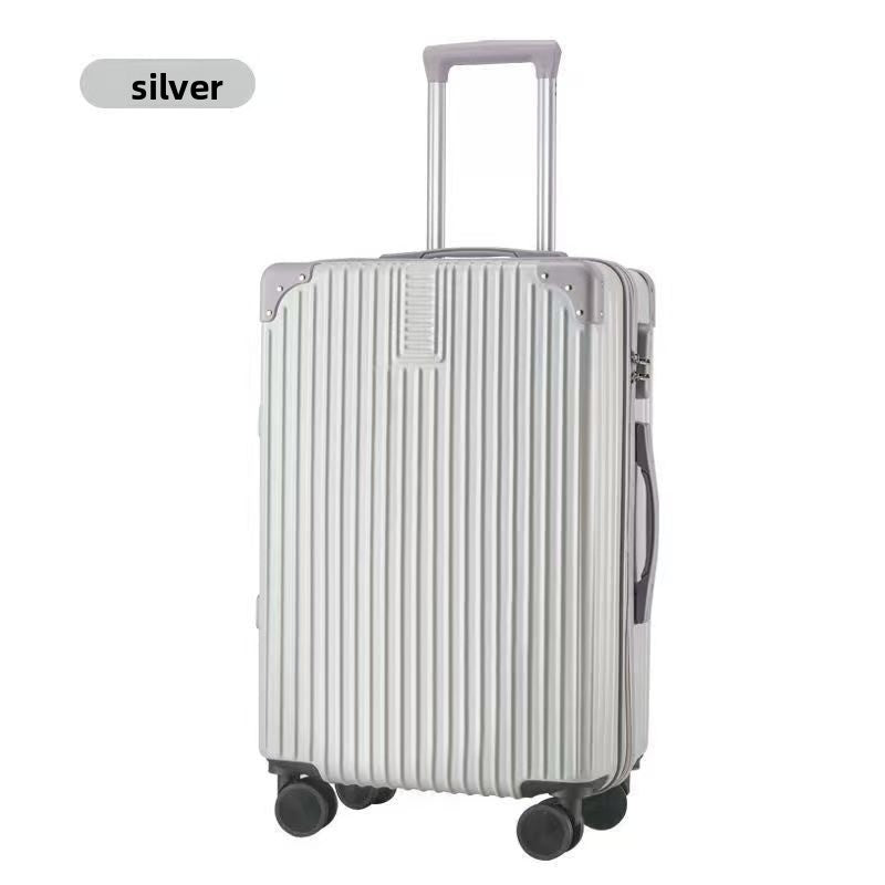 Vintage Leather Suitcase with Password Lock and Universal Wheels