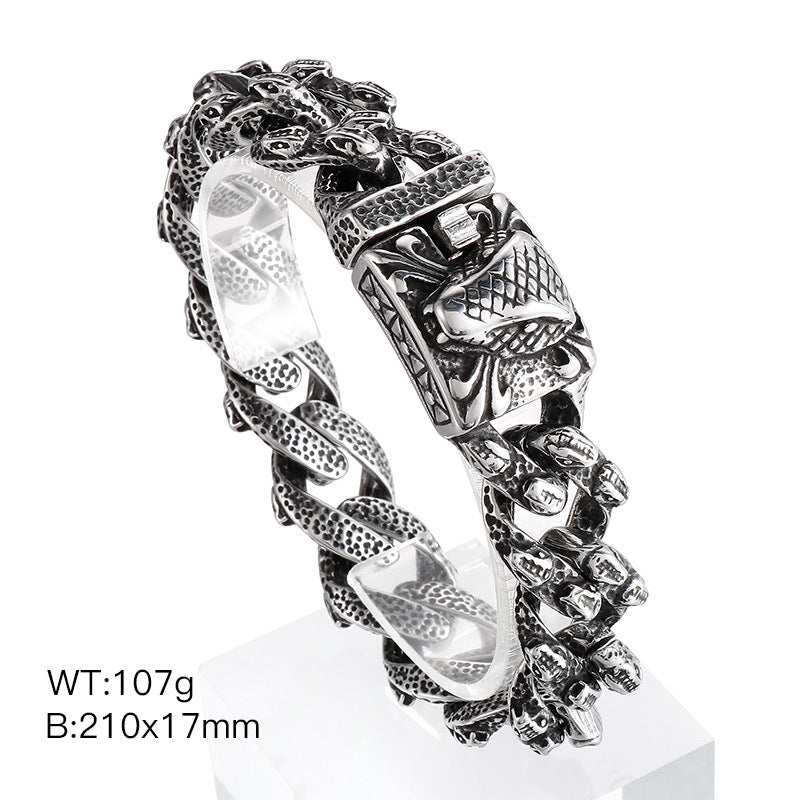 Men's Vintage Snake Head Titanium Steel Punk Bracelet