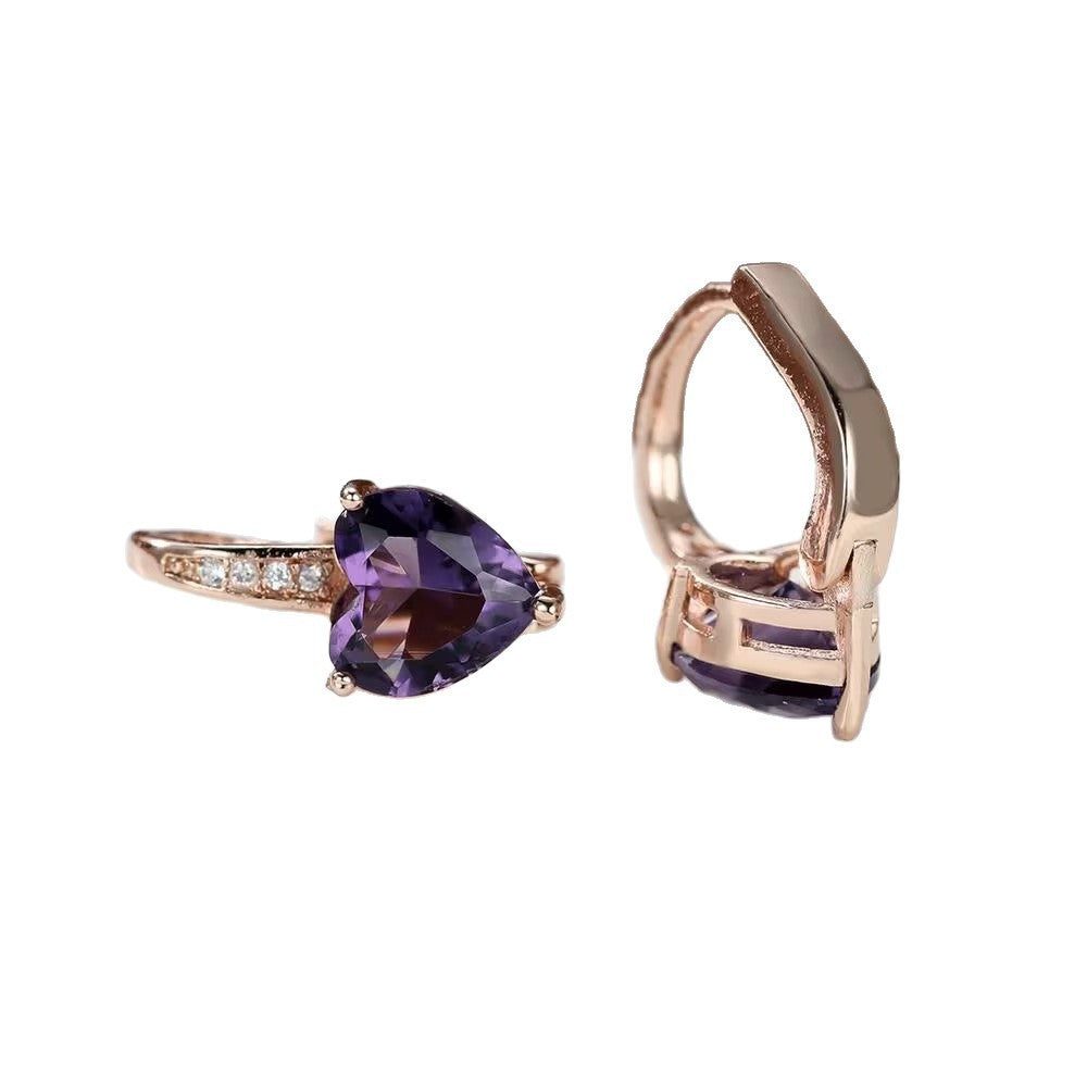 Women's Heart-Shaped Zircon Inlay Copper Earrings teemdrop