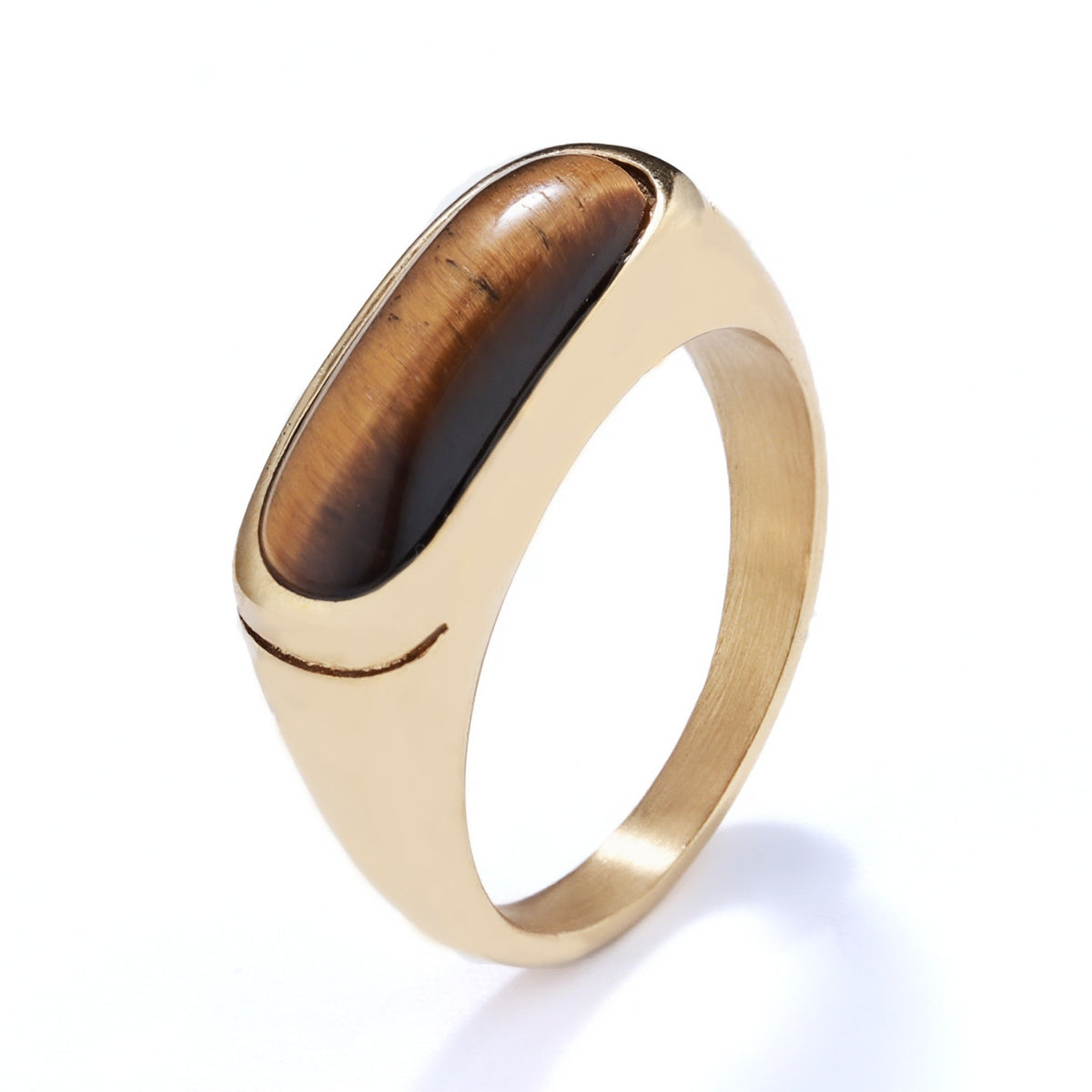 Personalized Natural Stone Engraved Vintage Ring