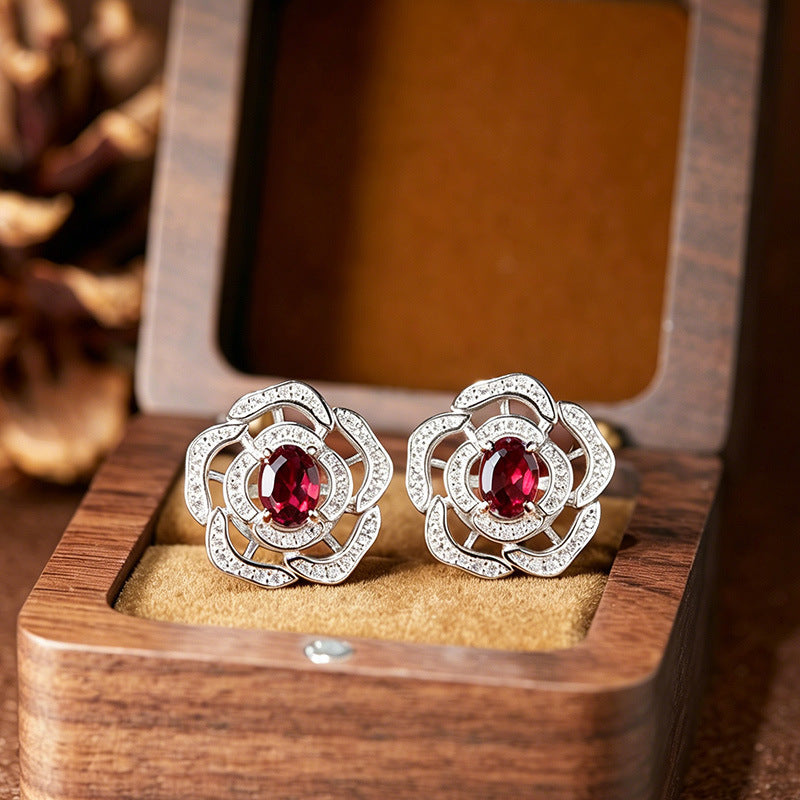 Silver Natural Birthstone Flower Vintage Adjustable Ring