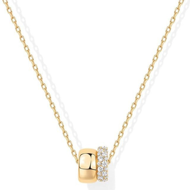 Fashionable European-style double-round ring pendant set with zirconia stones