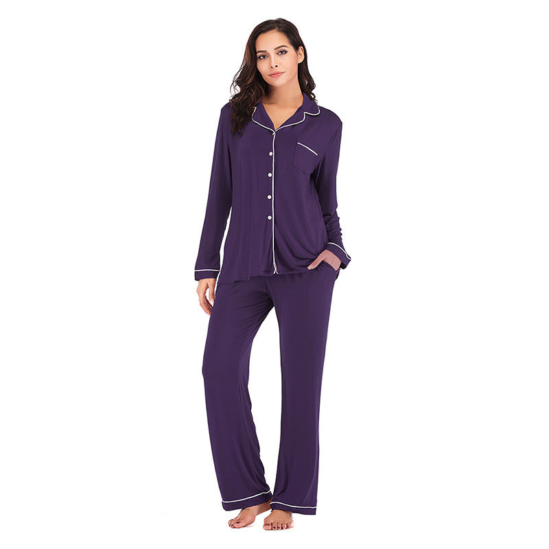 Women's cardigan long-sleeved long pants set pajamas teemdrop