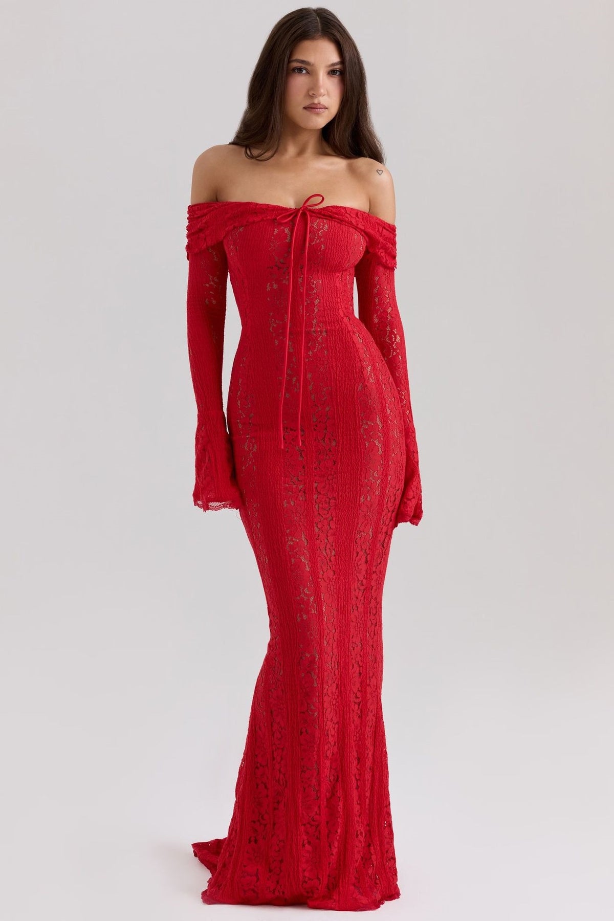 Off-shoulder Lace Bodycon Evening Gown