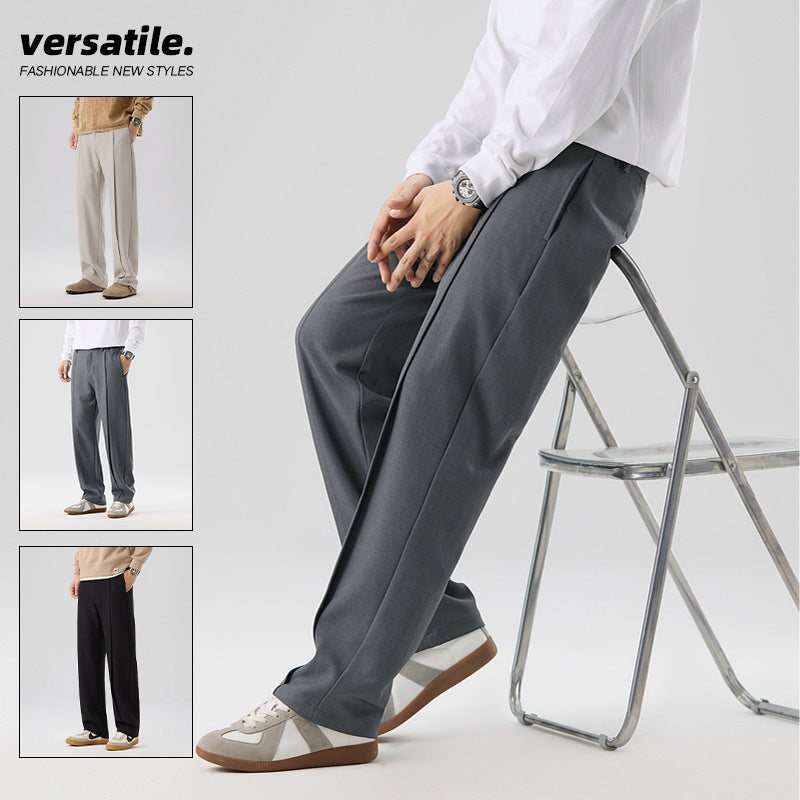 Men's Design Sense Loose Sports Trousers Straight Leg Wide Leg Pants teemdrop