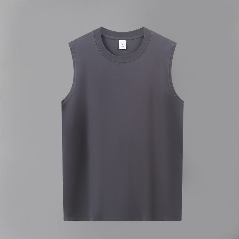 Men?s Heavyweight Pure Cotton Sleeveless V-Neck Gym Training Tank Top teemdrop