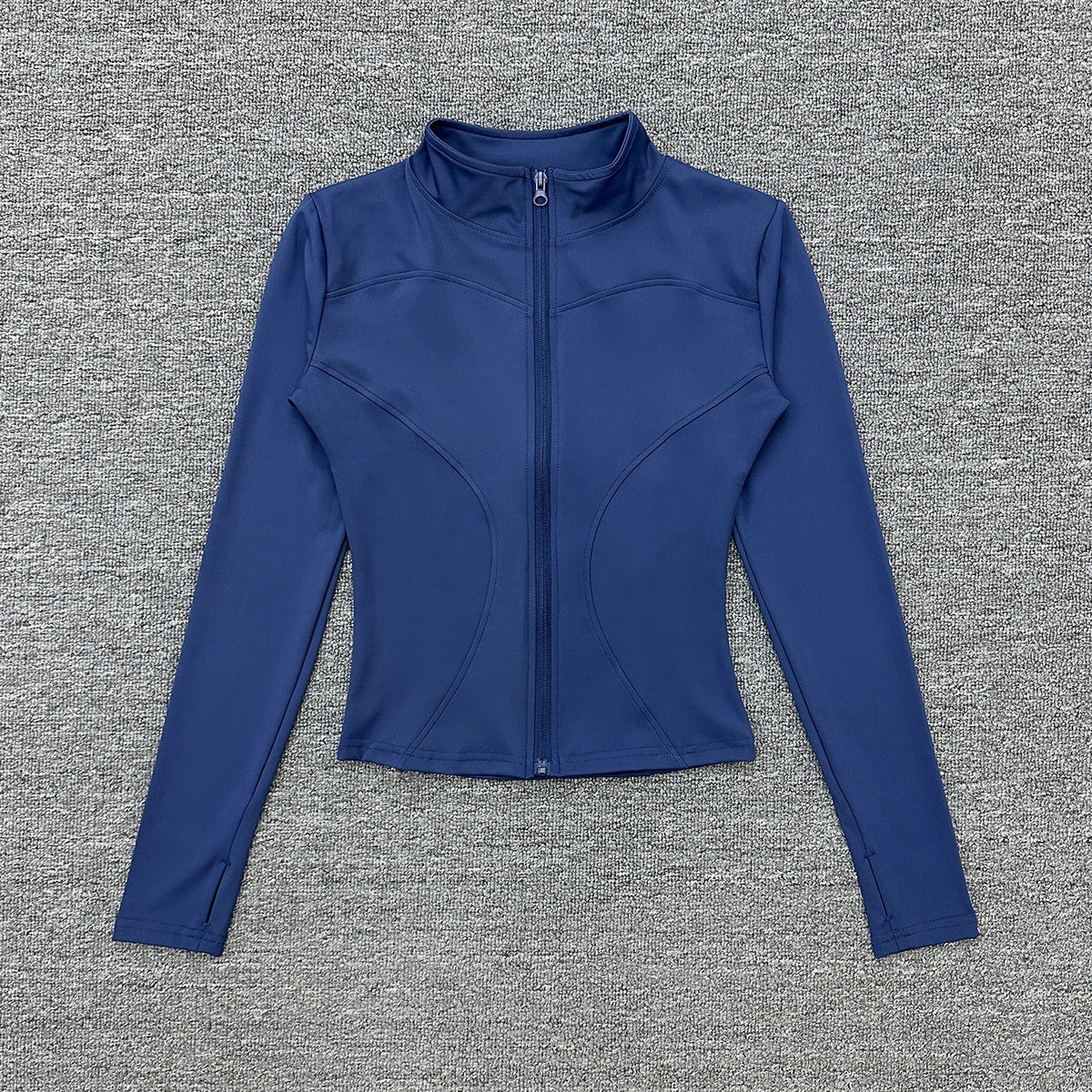 Womens Stand Collar Sports Jacket with Thumb Holes