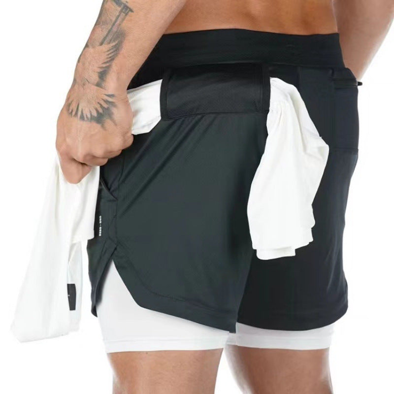 Men's Double Gym Shorts Jogging Quick-Dry