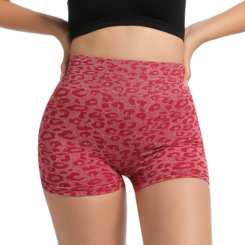 Women's High-Waist Leopard Print Control Yoga Shorts