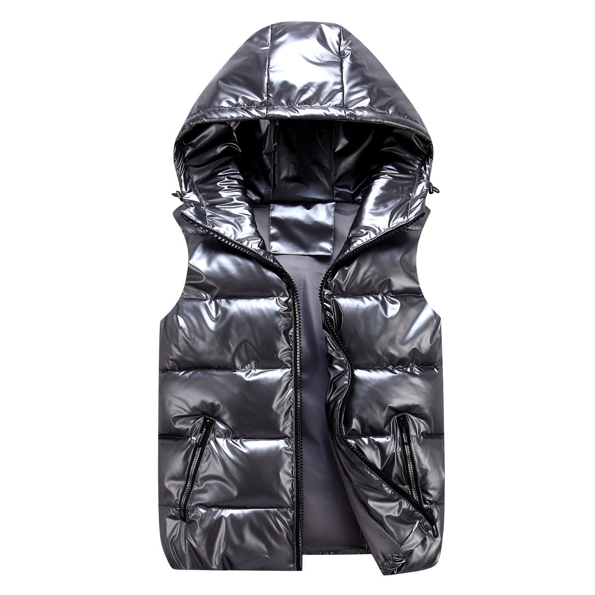 Men's Shiny Stand Collar Thickened Slim-Fit Cotton Vest teemdrop