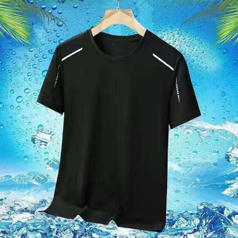 Men's Ice Silk Short Sleeve T-Shirt Quick Dry Breathable Loose Fit Summer Top teemdrop