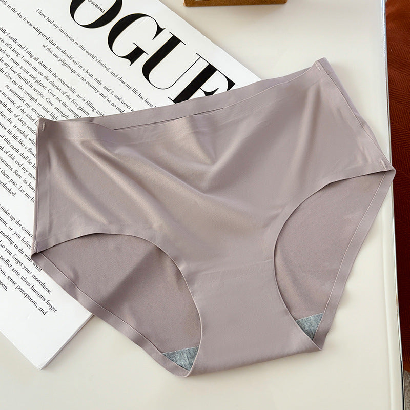 Women Seamless Ice Silk Breathable Mid-Waist Triangle Panties
