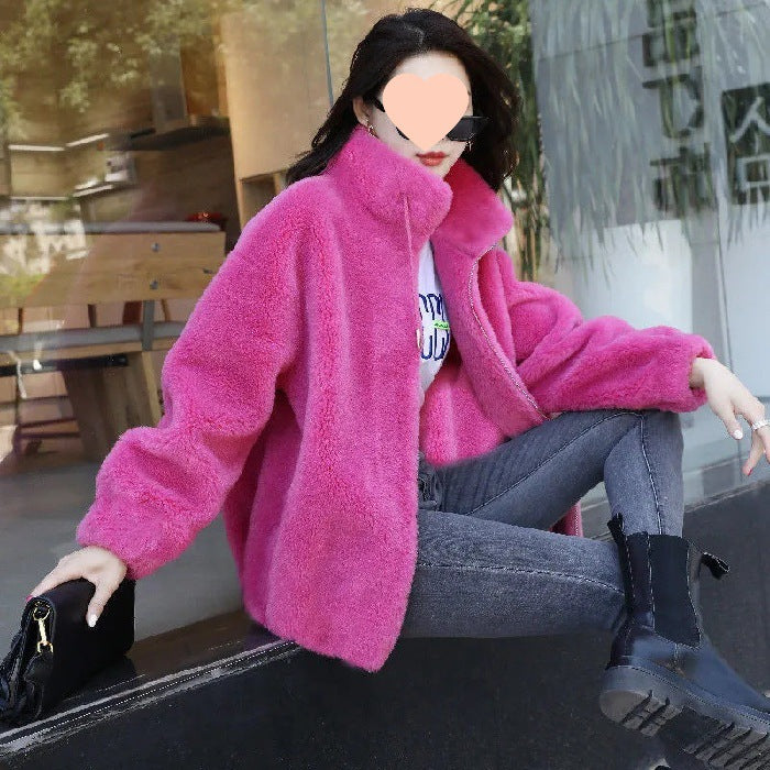 Women Double-Sided Velvet Warm Zip Up Cardigan teemdrop