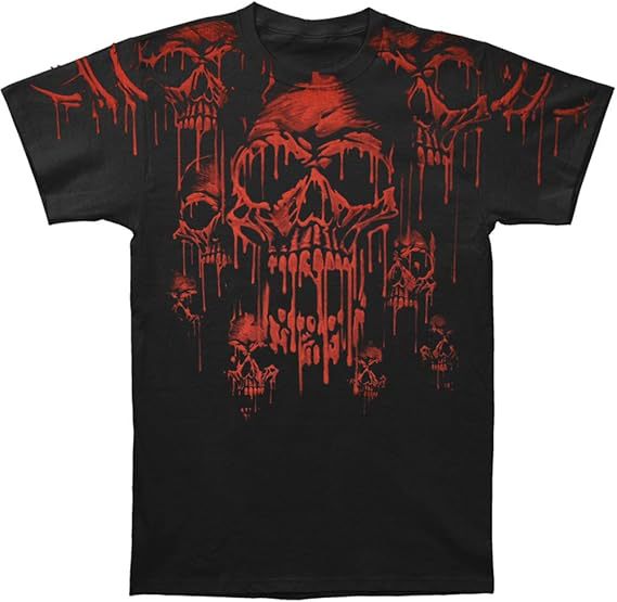 Men's Punk Skull Print Short Sleeve Loose T-Shirt teemdrop
