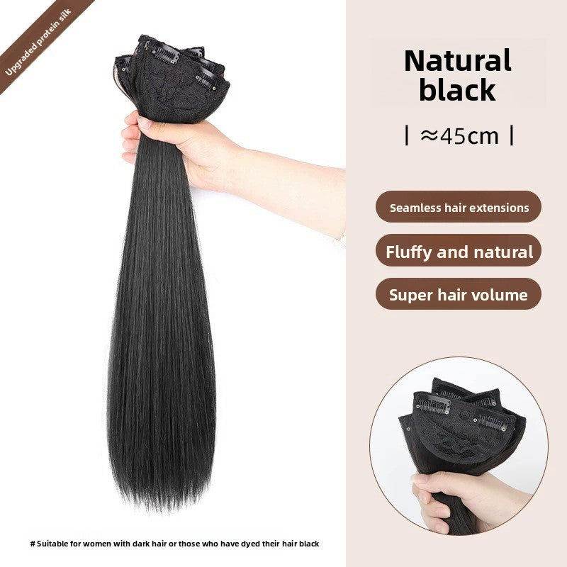 Women's Three-Piece Clip-In Long Straight Wig Piece teemdrop