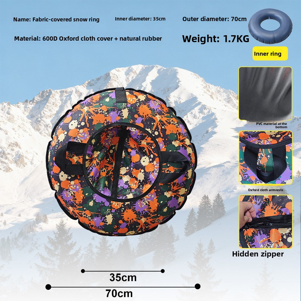 Winter PVC Inflatable Snow Tube with Cloth Cover for Outdoor Sledding and Grass Sliding teemdrop
