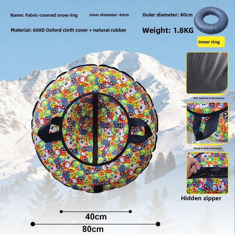 Winter PVC Inflatable Snow Tube with Cloth Cover for Outdoor Sledding and Grass Sliding teemdrop