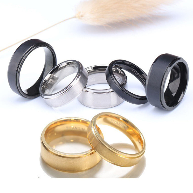 Pure Titanium Ring Simple Sand Step Band