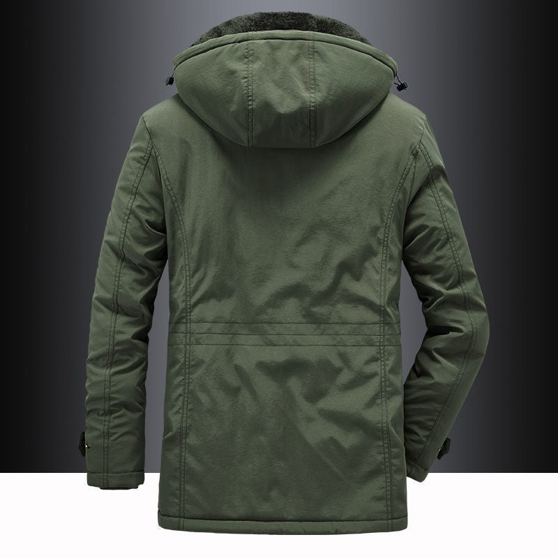 Men's Vintage Washed Fleece-Lined Thickened Cotton Casual Jacket teemdrop