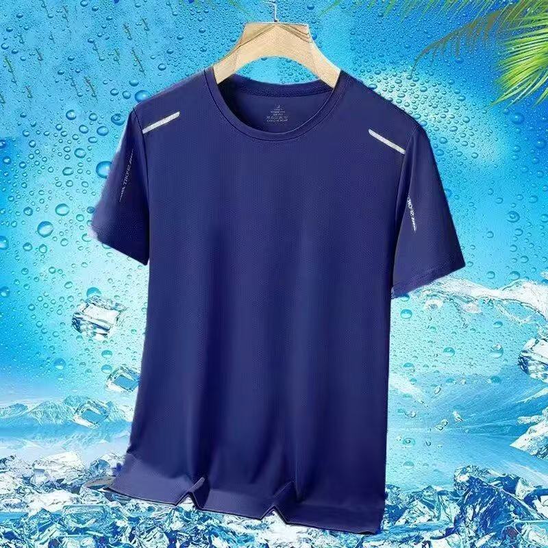 Men's Ice Silk Short Sleeve T-Shirt Quick Dry Breathable Loose Fit Summer Top teemdrop