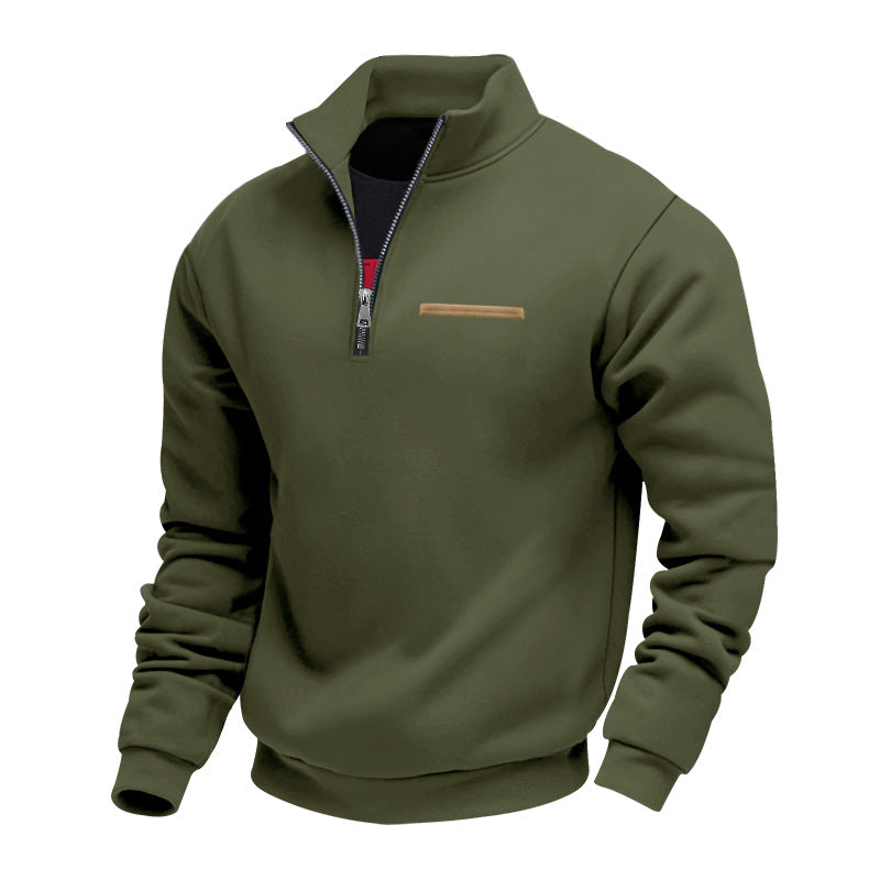 Men's Stand Collar Half-Zip Pullover Sweatshirt