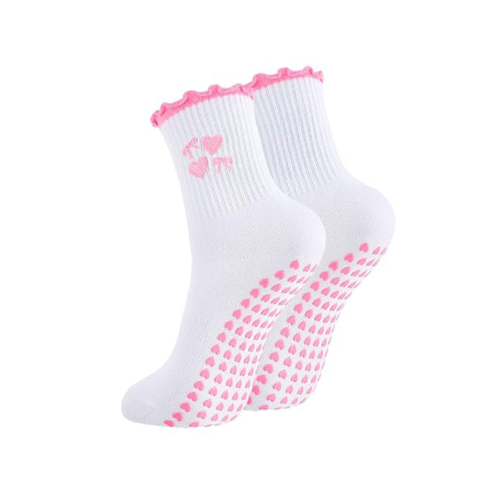 Womens Yoga Socks Anti-Slip Fitness Mid-Tube Socks