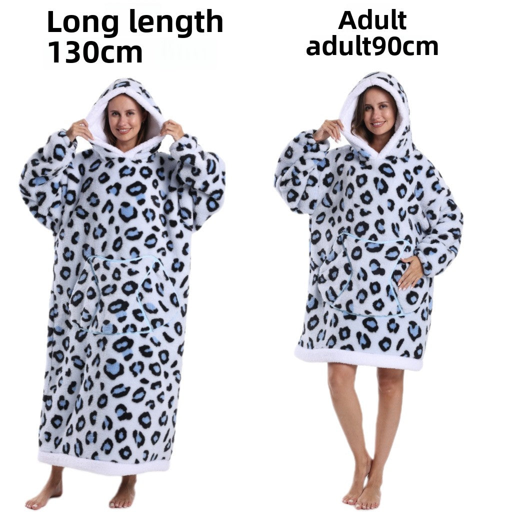 Women Men Winter Thickened Warm Hooded Blanket Pajamas teemdrop