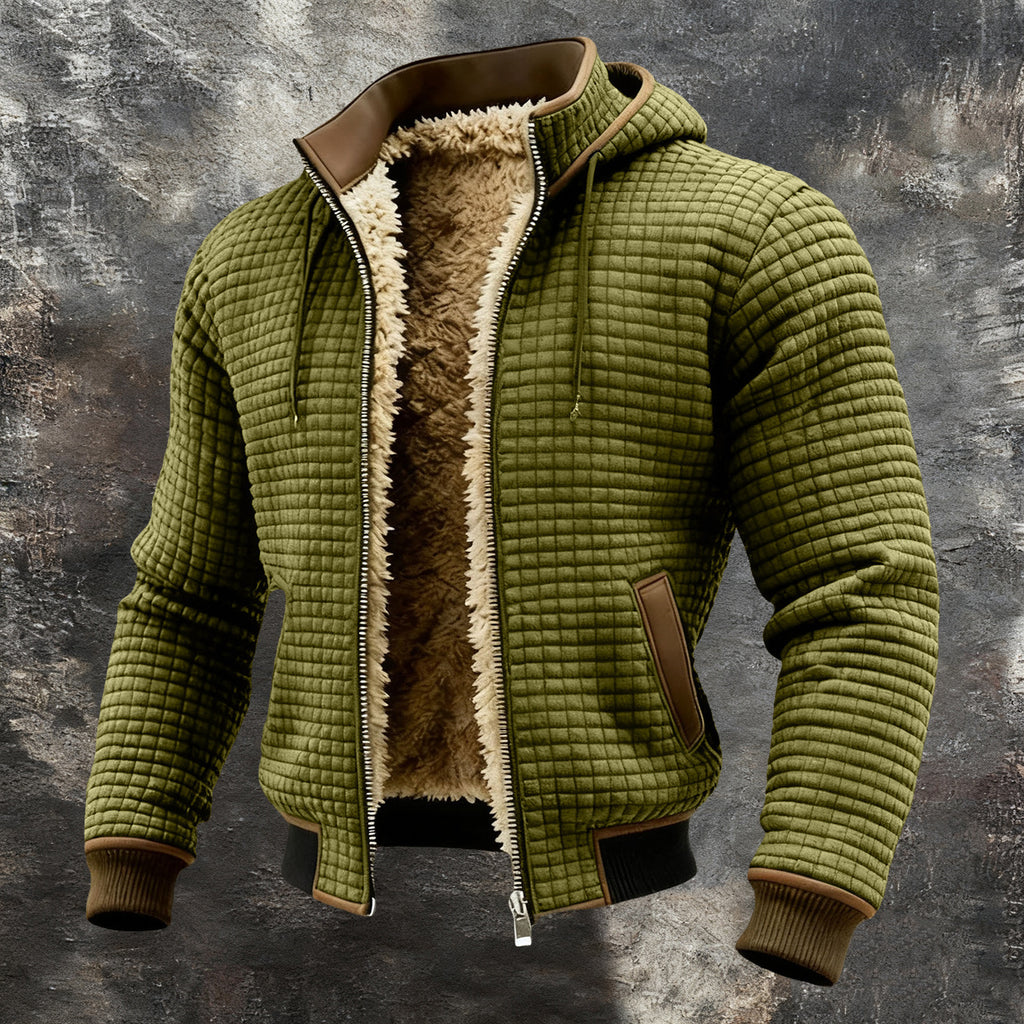 Men's Fleece-Lined Hooded Jacket Winter Thickened Warm Digital Print Zipper Coat teemdrop