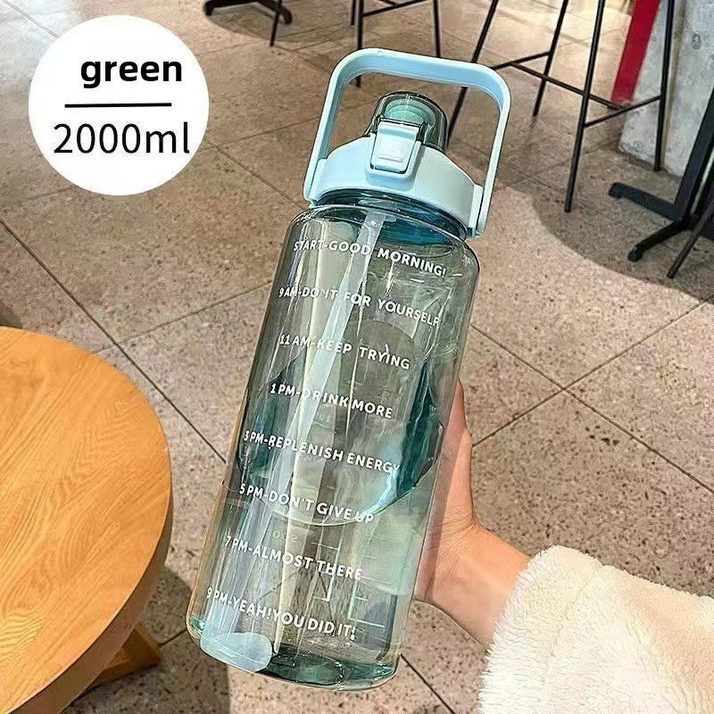 Portable fitness sports drinking straw water bottle teemdrop