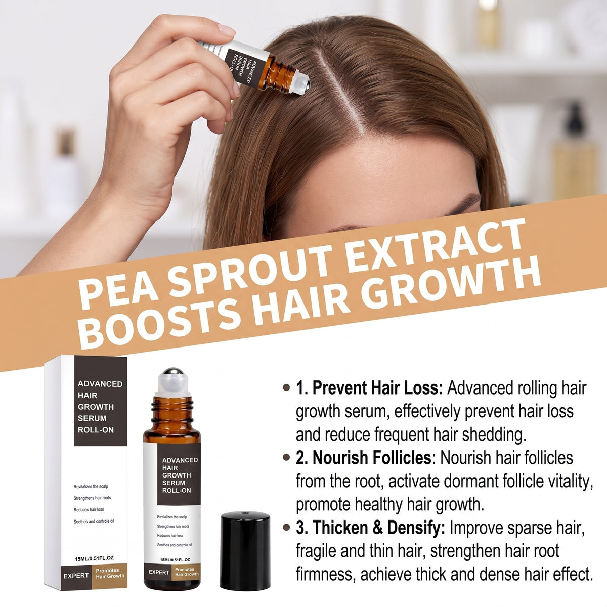 Nourishing Scalp Hair Serum with Massage Rollerball teemdrop