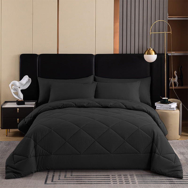 Three-Piece Quilted Solid-Color Bedding Set teemdrop