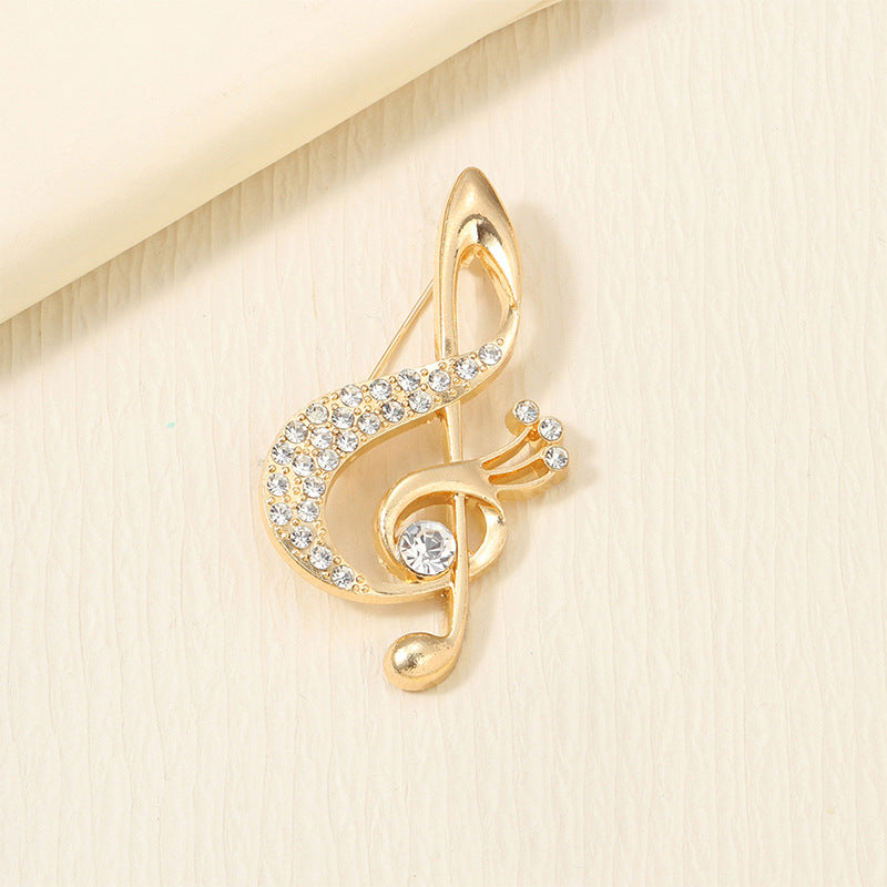 Niche Design Musical Note Brooch Anti-Exposure Light Luxury Zinc Alloy Pin Unisex Fashion Accessory teemdrop
