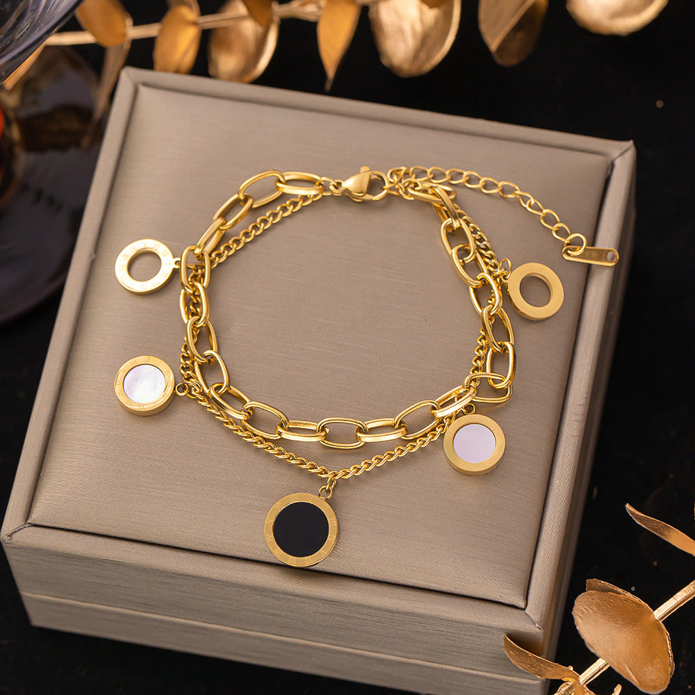 Women's Titanium Steel Inlaid Charm Bracelet Versatile Fashion Jewelry teemdrop