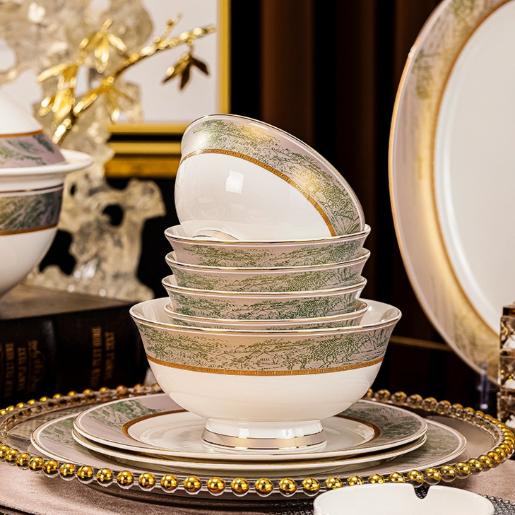 Floral-patterned tableware set