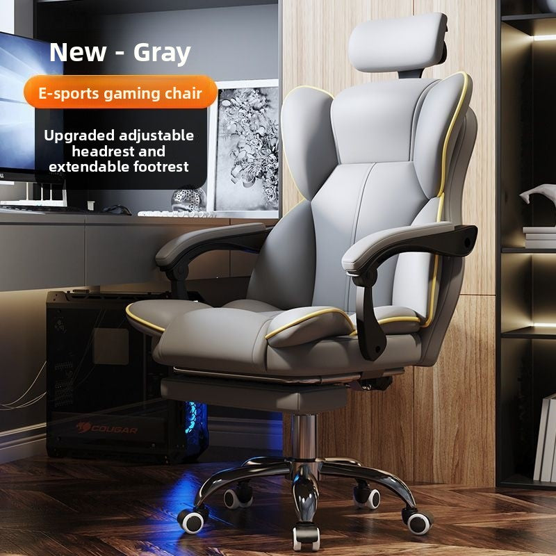 Ergonomic High-Elasticity Foam Computer Chair with Headrest and Footrest