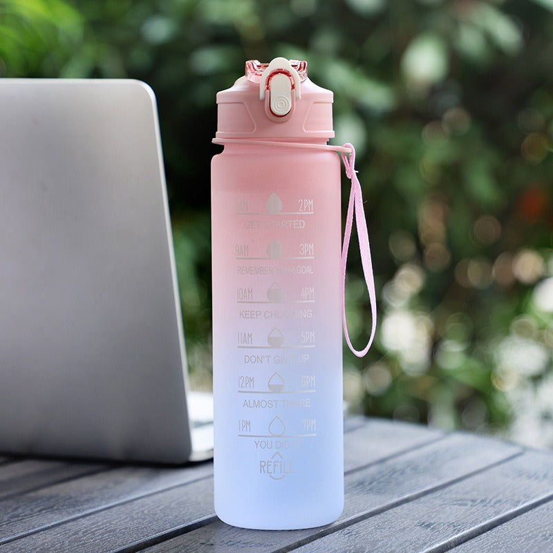 Portable fitness sports drinking straw water bottle teemdrop
