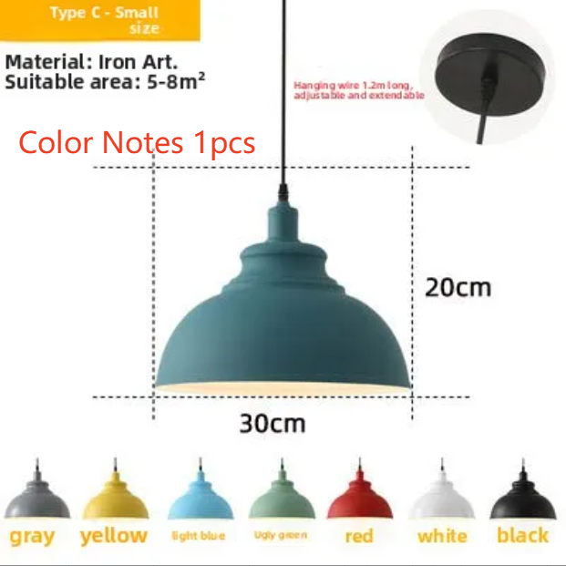Single Head Hanging Chandelier Aluminum Macaron Color Pendant Light