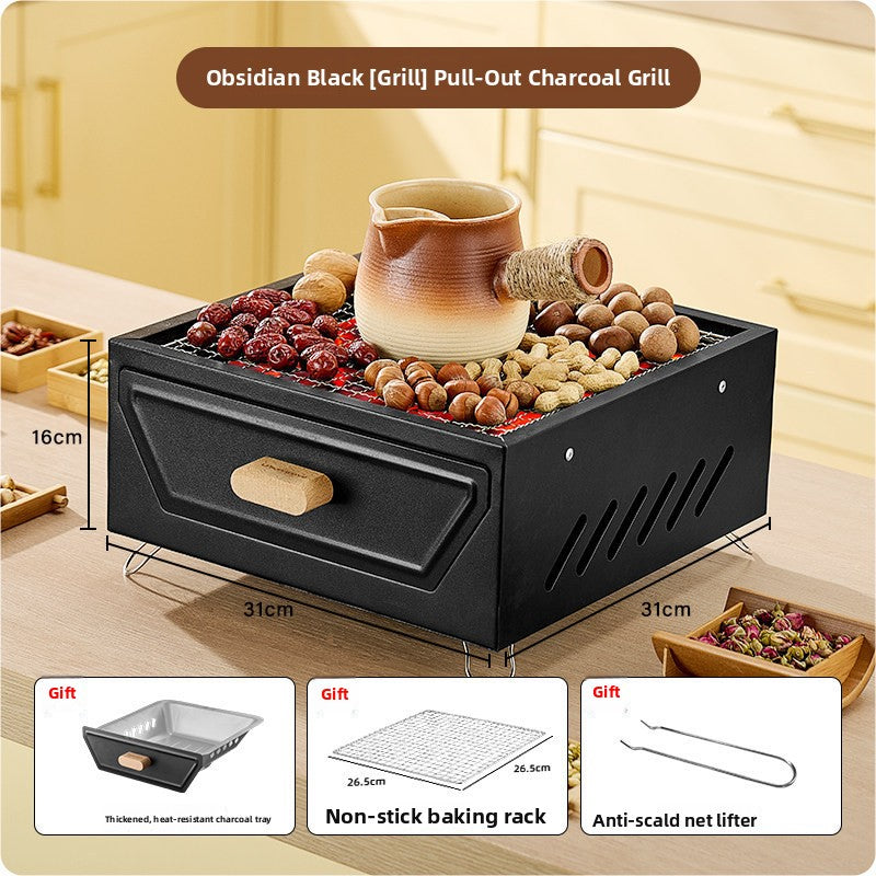 Portable Outdoor Stainless Steel Folding Charcoal Grill teemdrop