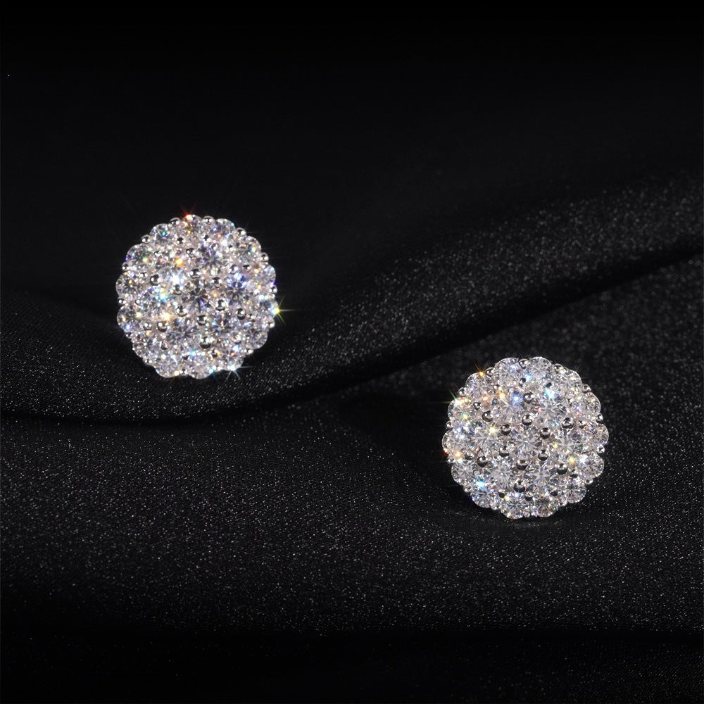 Women's Floral Round Full Diamond Micro-Inlaid Zircon Elegant Earrings teemdrop