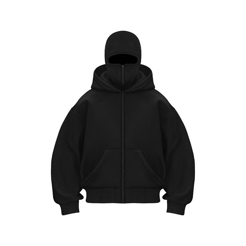Double-layer hooded zip-up sweatshirt teemdrop