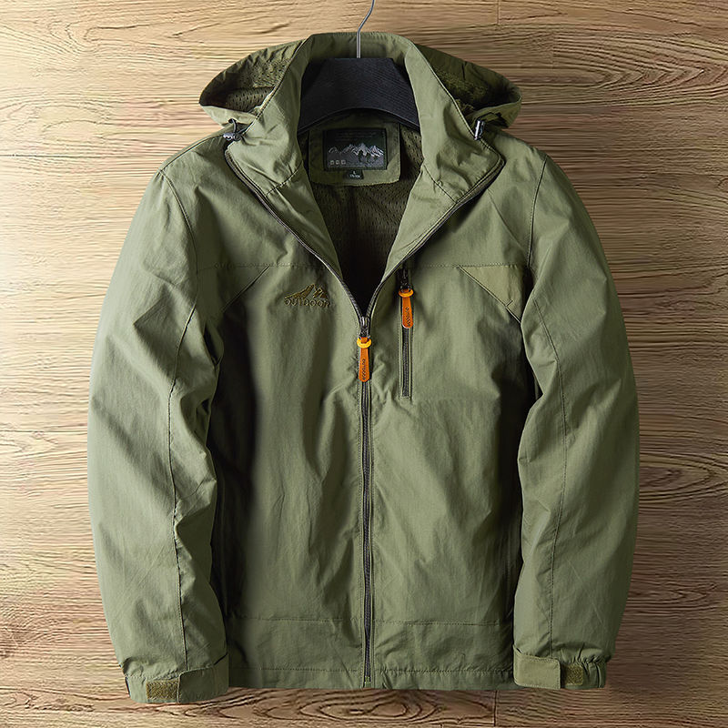 Men's detachable hood zipper loose jacket teemdrop