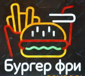 LED Neon Light Hamburger Fries Sushi Shape Sign for Home Bar Decoration
