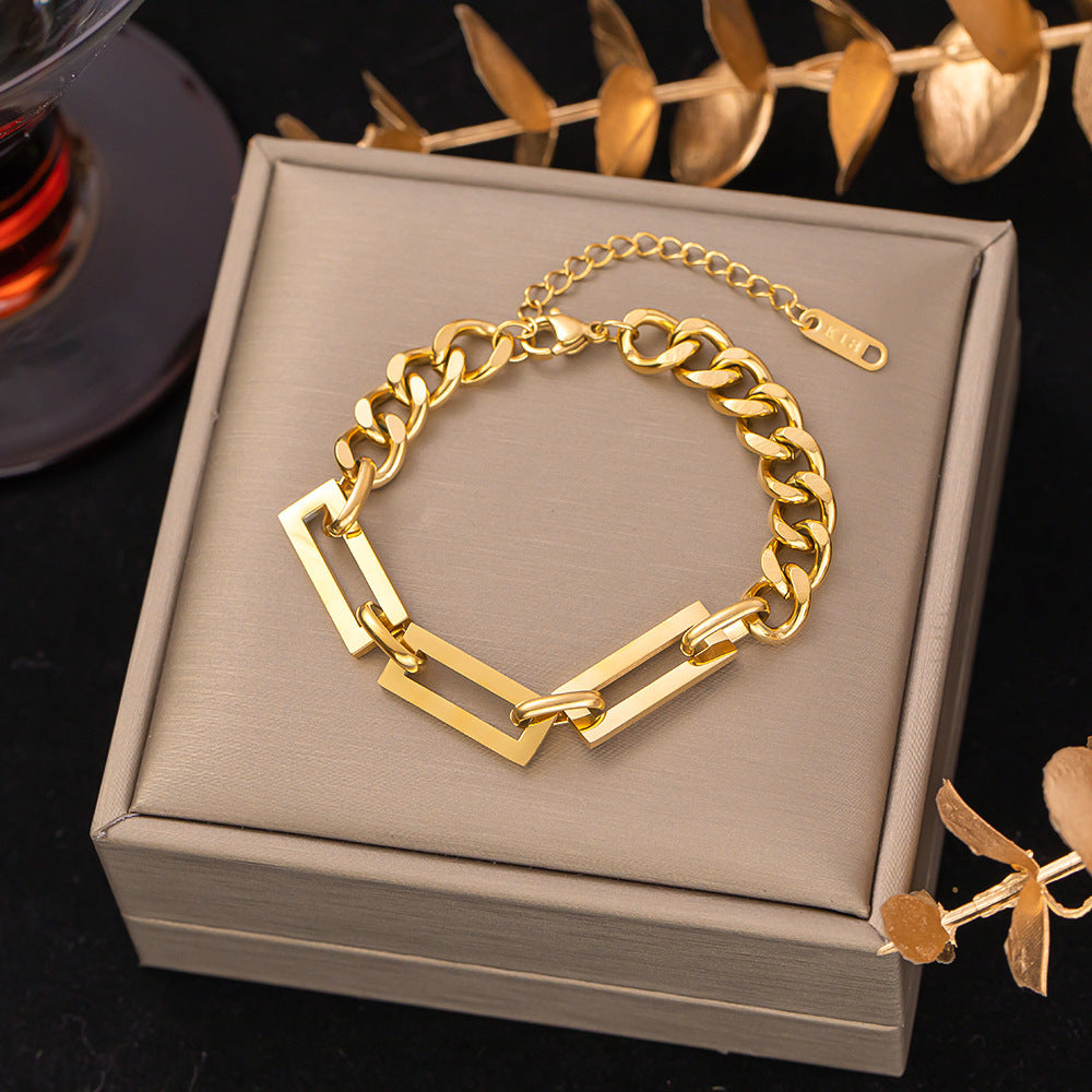 Women's Titanium Steel Inlaid Charm Bracelet Versatile Fashion Jewelry teemdrop