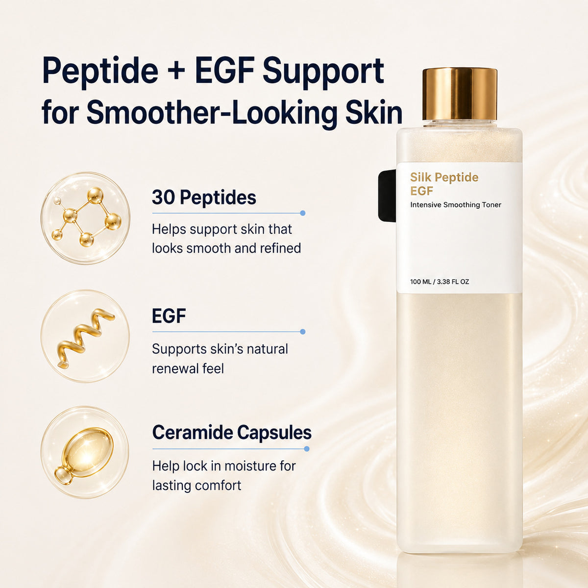 Silk Peptide Facial Toner Smooth Moisturizing Non-Sticky Essence Water teemdrop