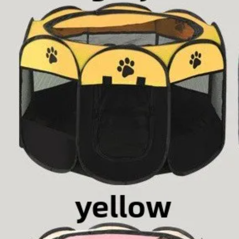 Foldable Waterproof Pet Tent Scratch-Resistant Cat Enclosure Breathable Paw Print Playpen