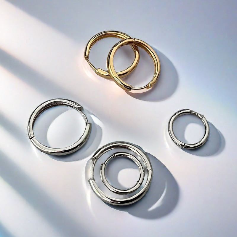 Round Plain Hoop Earrings Classic Minimalist Jewelry
