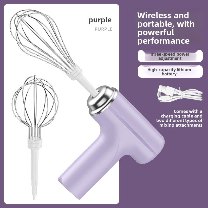 Mini Wireless Rechargeable Electric Hand Mixer with 3 Speeds for Baking and Cooking