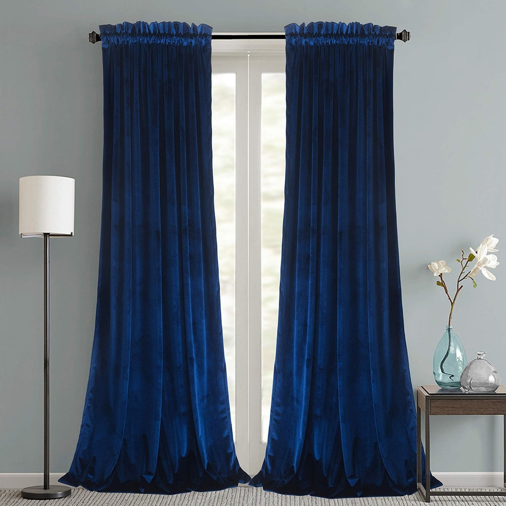 Solid Color Dutch Velvet Curtain Rod Pocket Ring Top High Shading Window Drapery teemdrop